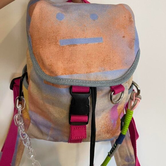 Acne Studios Face Motif Canvas Backpack - Picture 5 of 8